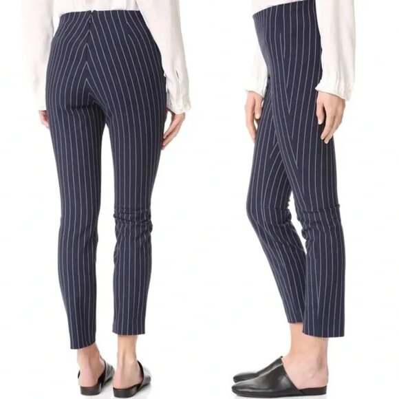 RAG & BONE Simone Pinstripe Pant Salute Slim Cropped Pants Navy Blue Size 2 $295 - Picture 1 of 15